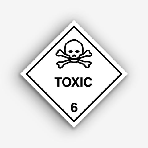 Hazard Label 100mmx100mm  Class 6  Toxic Rolls of 250 (Code V6.1)