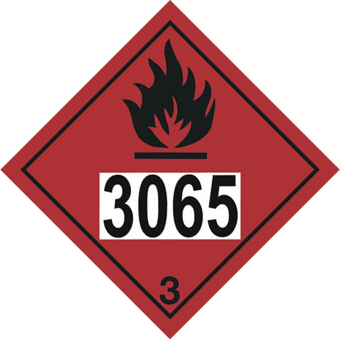 Placard/Container Label 250mmx250mm Class 3 3065   Flammable Liquid 3 (Code CN3P3065)