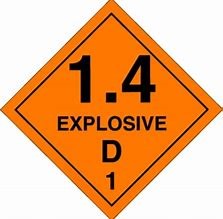 Hazard Label 100mmx100mm  Class 1  Explosive 1.4D  Explosive Rolls of 250 (Code V1.4D)
