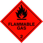 Hazard Label 100mmx100mm  Class 2  Flammable Gas       Rolls of 250 (Code V2.1)