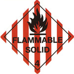 Hazard Label 100mmx100mm  Class 4  Flammable Solid Rolls of 250 (Code V4.1)