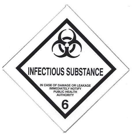 Hazard Label 50mmx50mm  Class 6 Infectious Substances Rolls of 250 (Code V6.2SMALL)
