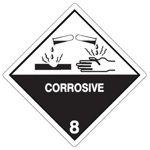 Placard/Container Label 300mmx300mm Class 8  Corrosive 8 (Code CT8L)