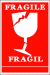 Fragile Label - 100mm x 150mm - Strip of 10 Code SVF (£1.00 Inc VAT)