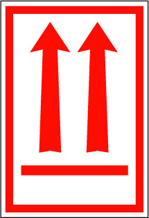 Upright Red Arrows Label - 75mm x 110mm - Strip of 10 Code SVOR (£1.00 Inc VAT)