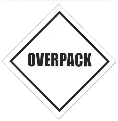 Handling Label 100mmx100mm  Overpack Diamond Rolls of 250 (Code VOVERPACK)