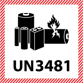 Lithium Ion Handling Label UN3481 100mm x 100mm