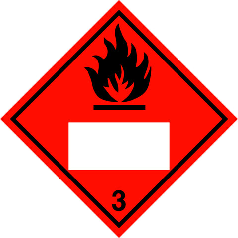 Placard/Container Label 250mmx250mm Class 3    Flammable Liquid 3 (Code CN3P)