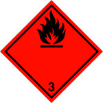 Placard/Container Label 250mmx250mm Class 3  Flammable Liquid 3 (Code CN3)