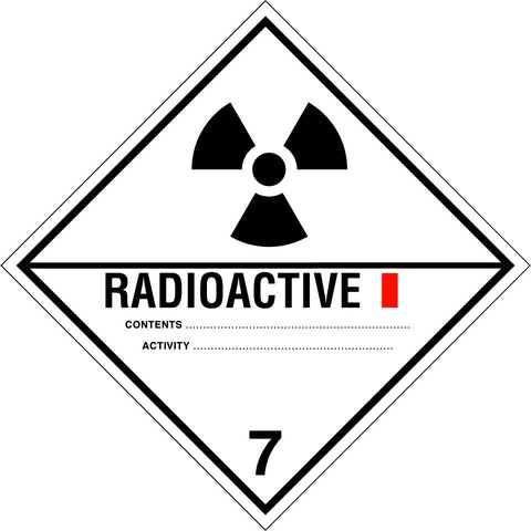 Placard/Container Label 300mmx300mm Class 7 I Radioactive 7.1 (Code CT7.1L)