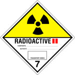 Placard/Container Label 250mmx250mm Class 7 II  Radioactive 7.2 (Code CT7.2)