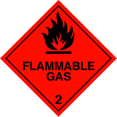 Placard/Container Label 250mmx250mm Class 2  Flammable Gas 2.1 (Code CT2.1)