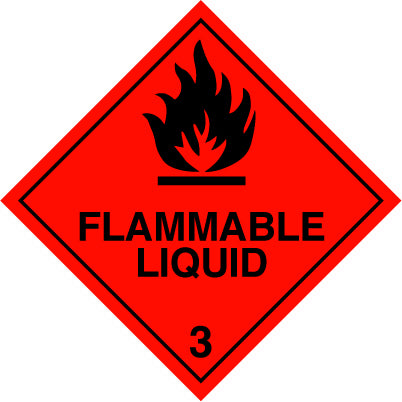 Placard/Container Label 250mmx250mm Class 3   Flammable Liquid 3 (Code CT3)