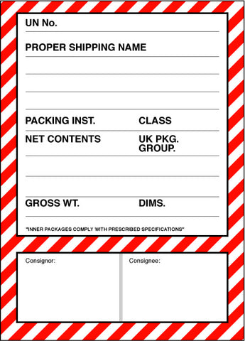 Shipping Label Pack of 100 - 138mmx195mm  Proper Shipping Name Label (Code PSNS)