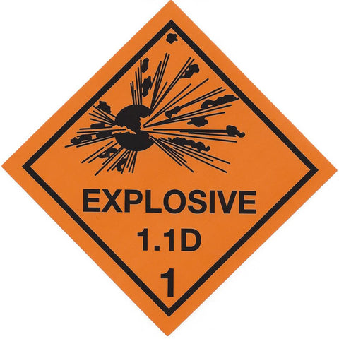 Hazard Label 100mmx100mm Class 1  Explosive 1.1D Rolls of 250 (Code V1.1D)