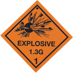 Hazard Label 100mmx100mm  Class 1  Explosive 1.3G Rolls of 250 (Code V1.3G)