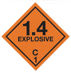 Hazard Label 100mmx100mm  Class 1  Explosive 1.4C Rolls of 250 (Code V1.4C)
