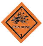 Hazard Label 50mmx50mm  Class 1  Explosive 1 Rolls of 250 (Code V1SMALL)