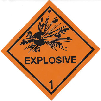 Hazard Label 100mmx100mm  Class 1  Explosive 1 Rolls of 250 (Code V1)