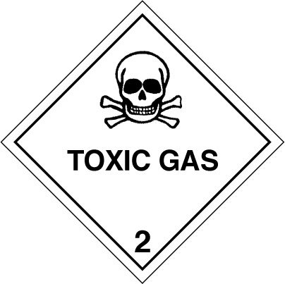 Hazard Label 100mmx100mm  Class 2  Toxic Gas 2.3 Rolls of 250 (Code V2.3)