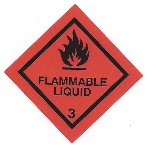 Hazard Label 50mmx50mm  Class 3  Flammable Liquid Rolls of 250 (Code V3SMALL)