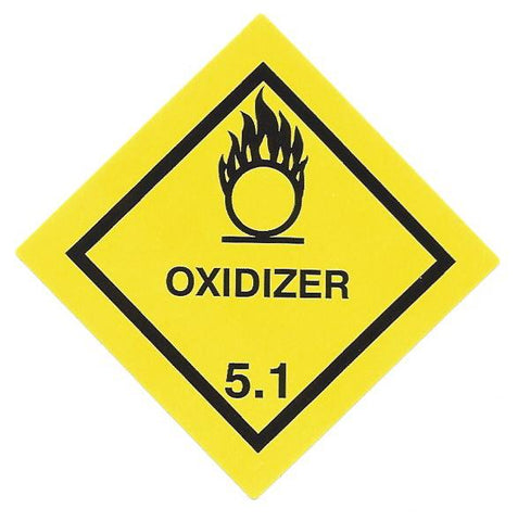 Hazard Label 50mmx50mm  Class 5 Oxidizer Rolls of 250 (Code V5.1SMALL)