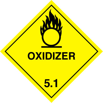 Hazard Label 100mmx100mm  Class 5  Oxidizer Rolls of 250 (Code V5.1)