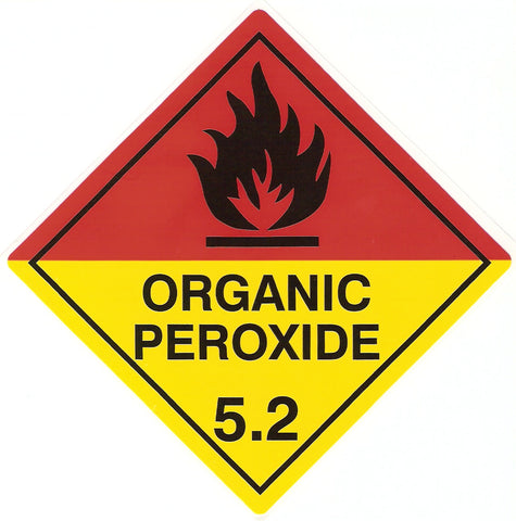 Hazard Label 100mmx100mm  Class 5  Organic Peroxide Rolls of 250 (Code V5.2)