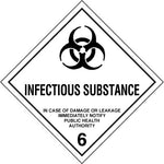 Hazard Label 100mmx100mm  Class 6  Infectious Substances Rolls of 250 (Code V6.2)