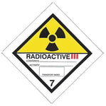 Hazard Label 50mmx50mm  Class 7 Radioactive Rolls of 250 (Code V7.3SMALL)