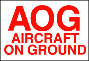 Handling Label 110mmx75mm  AOG Aircraft on Ground Rolls of 250 (Code VAOG)