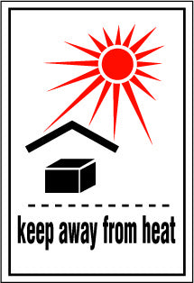 Handling Label 75mmx110mm  Keep away from Heat Rolls of 250 (Code VKAFH)