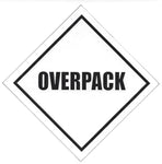 Handling Label 100mmx100mm  Overpack Diamond Rolls of 250 (Code VOVERPACK)