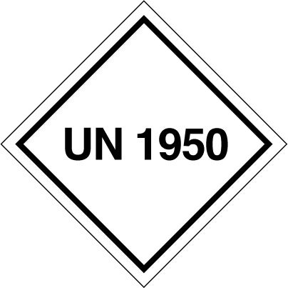 Package Label 100mmx100mm  UN1950 Rolls of 250 (Code VUN1950)