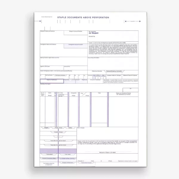 Neutral/Master Air Waybills (Continuous Format NCR) Box of 200 sets (Code AWB-CN)