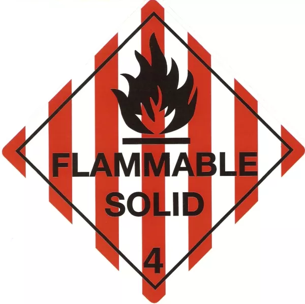 Placard/Container Label 300mmx300mm Class 4  Flammable Solid 4.1 (Code CT4.1L)