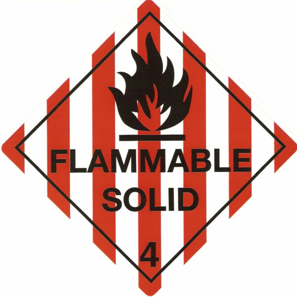 Placard/Container Label 300mmx300mm Class 4  Flammable Solid 4.1 (Code CT4.1L)