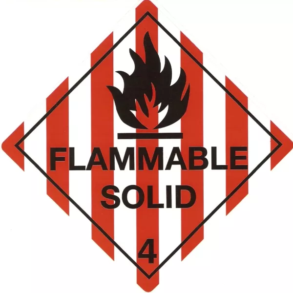 Placard/Container Label 300mmx300mm Class 4  Flammable Solid 4.1 (Code CT4.1L)