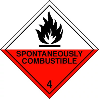 Placard/Container Label 300mmx300mm Class 4  Spontaneously Combustible 4.2 (Code CT4.2L)