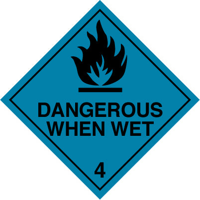 Placard/Container Label 300mmx300mm Class 4  Dangerous when Wet 4.3 (Code CT4.3L)