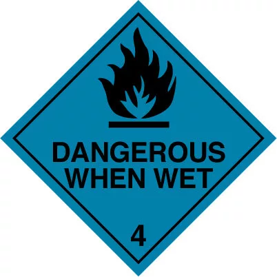 Placard/Container Label 300mmx300mm Class 4  Dangerous when Wet 4.3 (Code CT4.3L)